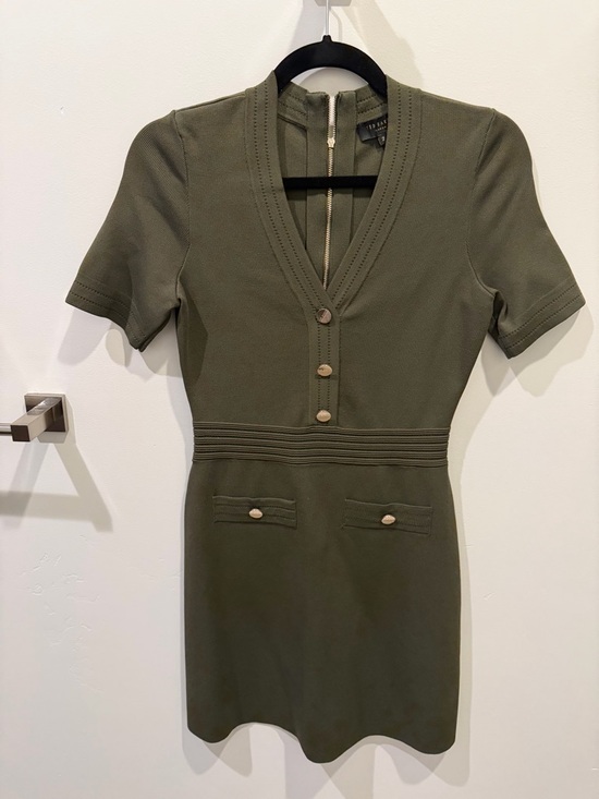 Ted Baker Dresses & Skirts - Ted Baker London Olive Green Knit Fit & Flare Mini Dress
